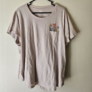 Womens Plus XXL Old Navy Flowers Pocket Everywear Slub Knit Graphic Tee